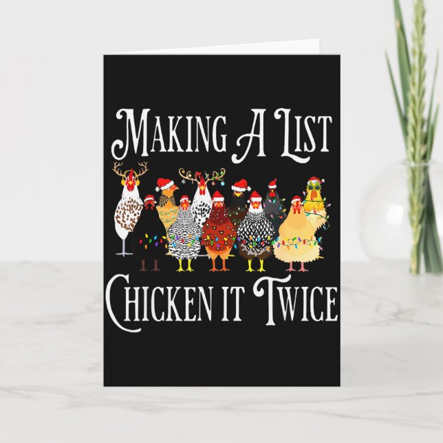 Funny Chicken Christmas, Making A List Chicken It  Kort (Framsida)