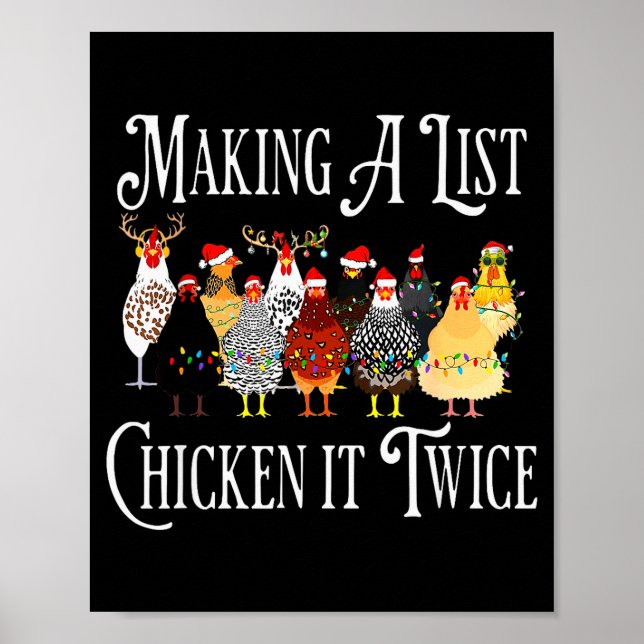 Funny Chicken Christmas, Making A List Chicken It  Poster (Framsidan)