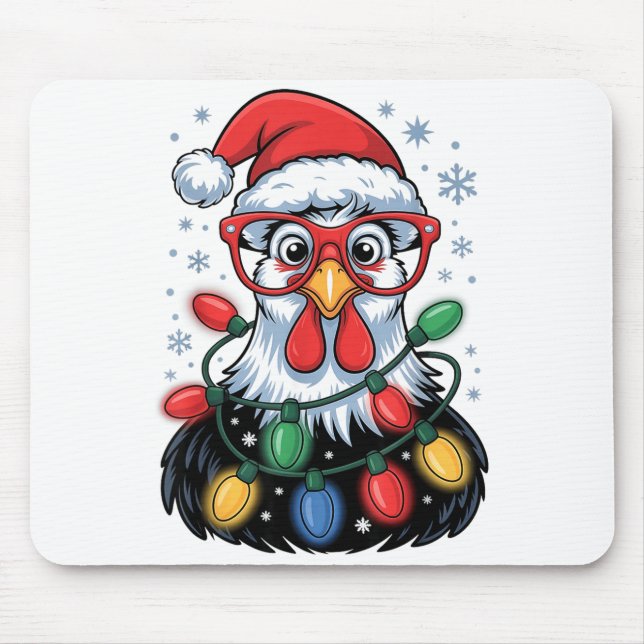 Funny Chicken Christmas Tree Lights Santa Hat Xmas Musmatta (Framsidan)