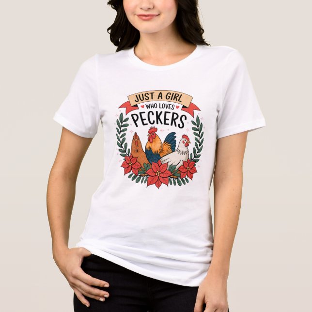 Funny Chicken Dam T Shirt (Framsida)