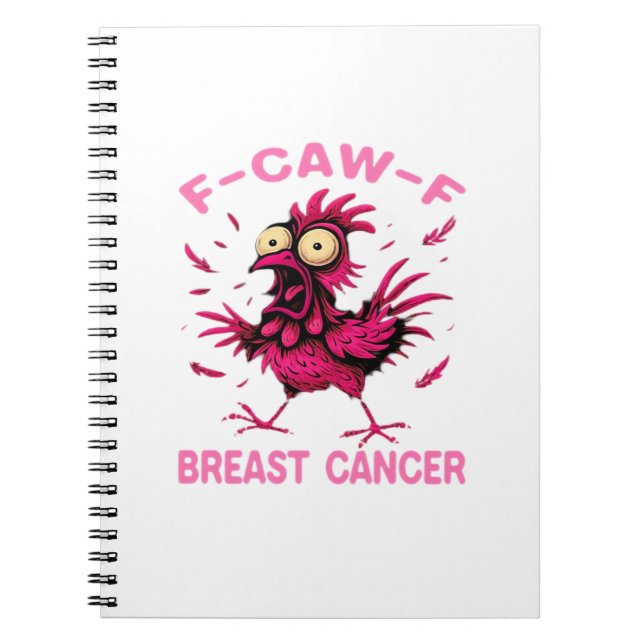 Funny Chicken F-Caw-F Breast Cancer Awareness Vint Anteckningsbok (Framsidan)