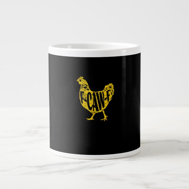 Funny Chicken F-Caw-F Hen Poultry Rooster Coop Jumbo Mugg (Framsidan)