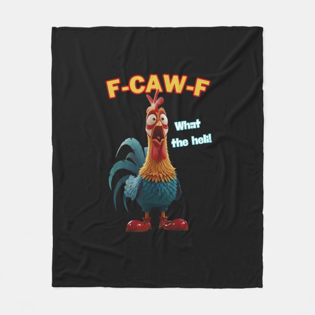 Funny Chicken F-Caw-F Poultry Humor Tee Fleecefilt (Framsidan)