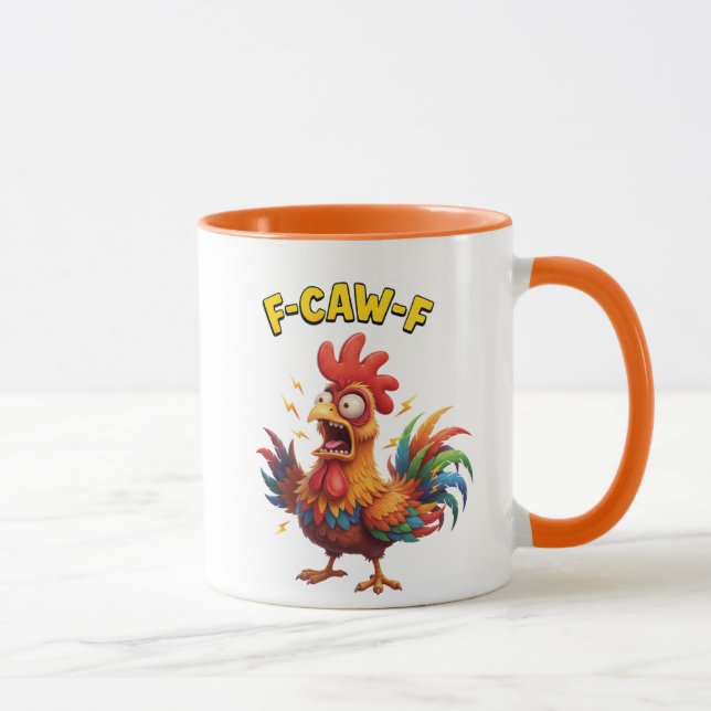 Funny Chicken F-Caw-F Rooster Meme Coffee Mugg (Höger)