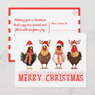Funny Chicken Farm Farmer Land jul Inbjudan Vykort