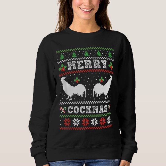 Funny Chicken Farming Merry Cockmas T Shirt (Framsida)