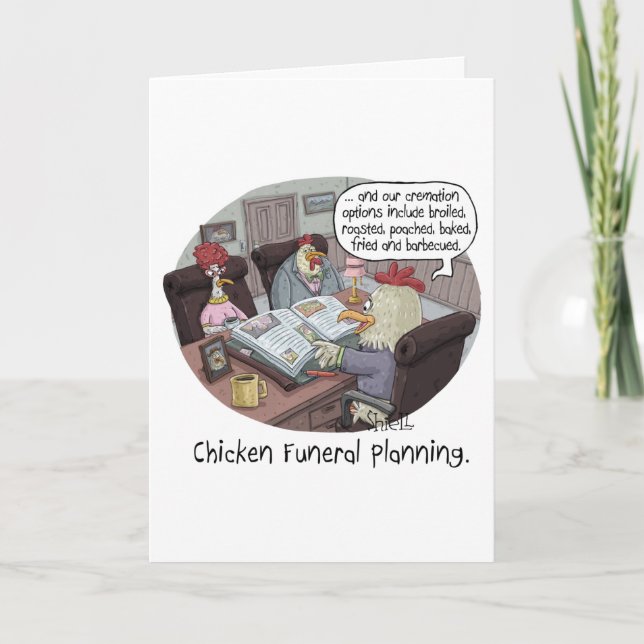 Funny Chicken Funeral Planning med söta kycklingar Kort (Framsida)