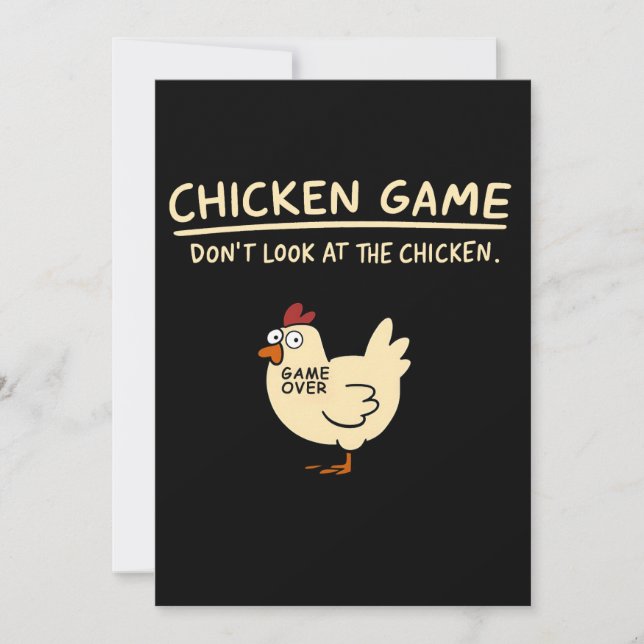 Funny Chicken Game Tee | Titta inte på kycklingen Inbjudningar (Framsida)