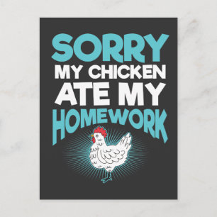 Funny Chicken Gift - Homworking School Ord Vykort