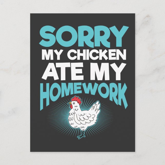 Funny Chicken Gift - Homworking School Ord Vykort (Framsida)
