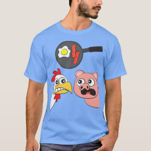 Funny Chicken Gris Animal Egg Bacon Tecknad Premiu T Shirt