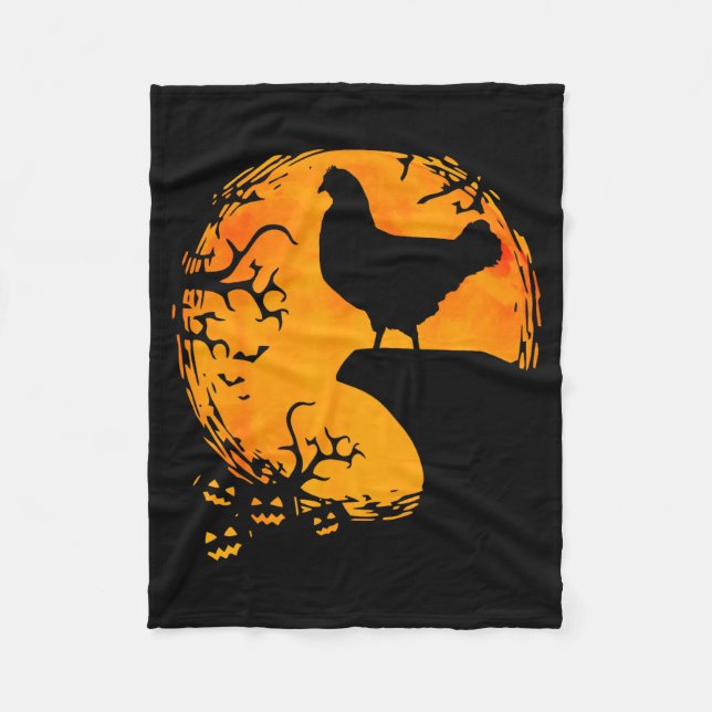 Funny Chicken Halloween Moon Silhouette Soky Chick Fleecefilt (Framsidan)