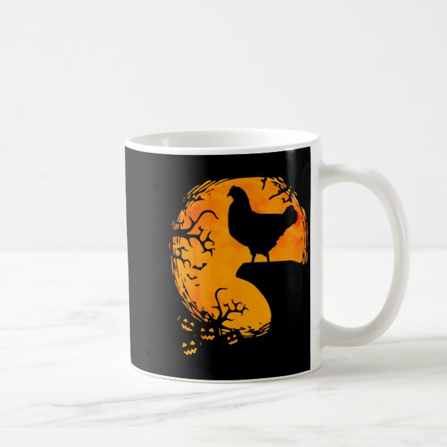 Funny Chicken Halloween Moon Silhouette Soky Chick Kaffemugg (Höger)