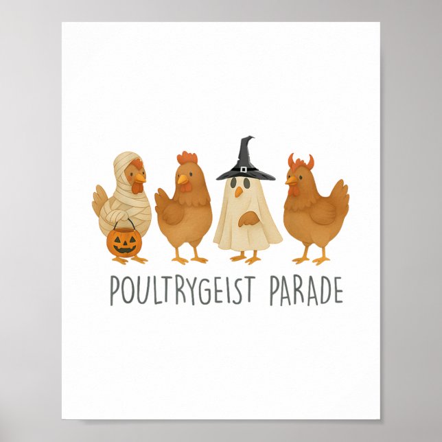 Funny Chicken Halloween, Spooky Chicken Poultrygei Poster (Framsidan)