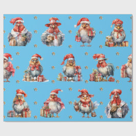 Funny Chicken-Helgdag Shoppers Blue Presentpapper