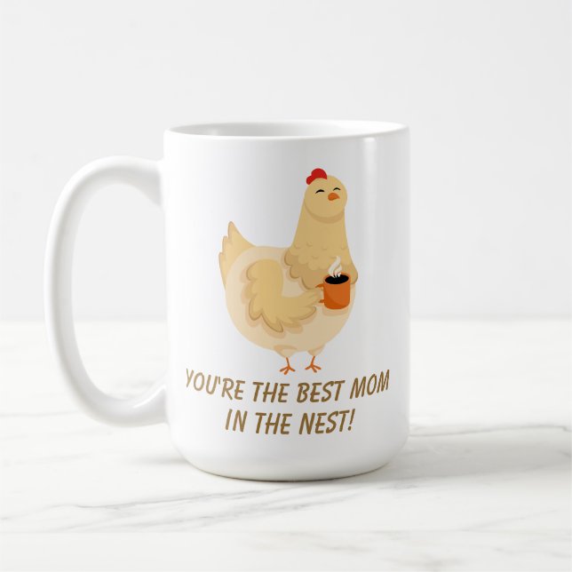 Funny Chicken Hen Mamma Humor bästa fåniget hälsni Kaffemugg (Vänster)