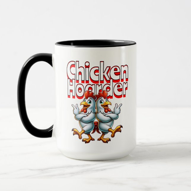 Funny Chicken Hoarder Mugg (Vänster)