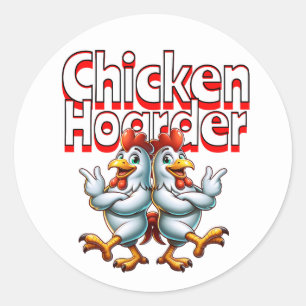Funny Chicken Hoarder Runt Klistermärke