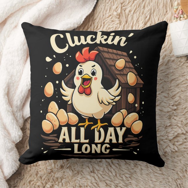 Funny Chicken Humor Rustic Farm Life Dekorativ kud Kudde (Filt)