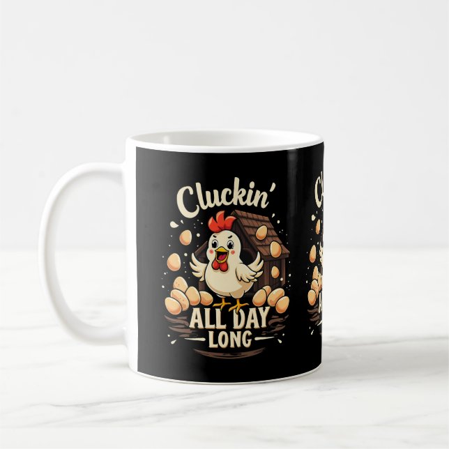 Funny Chicken Humor Rustic Farm Life Kaffemugg (Vänster)