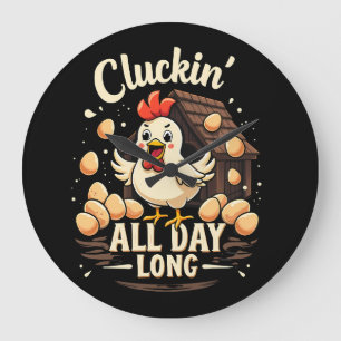 Funny Chicken Humor Rustic Farm Life Stor Klocka