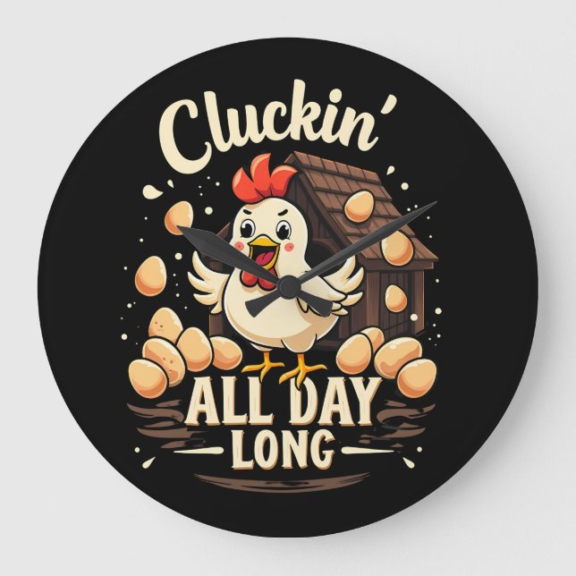 Funny Chicken Humor Rustic Farm Life Stor Klocka (Framsida)