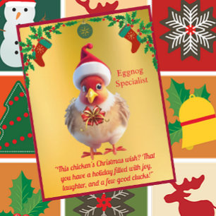Funny Chicken i julvykort i Santa Hat Vykort