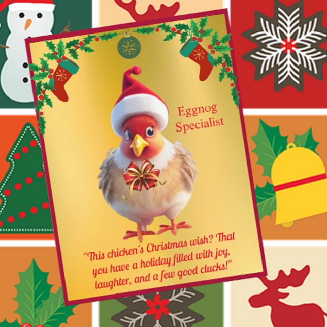 Funny Chicken i julvykort i Santa Hat Vykort (Skapare uppladdad)