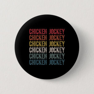 Funny Chicken Jockey Stacks Repeat Font Roligt Gag Knapp