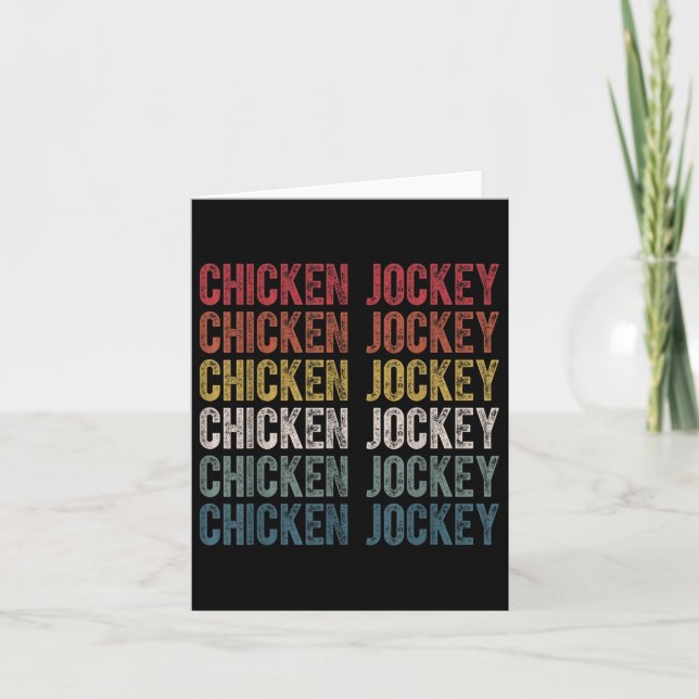 Funny Chicken Jockey Stacks Repeat Font Roligt Gag Kort (Framsida)