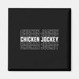 Funny Chicken Jockey Stacks Repeat Font Roligt Gag Magnet