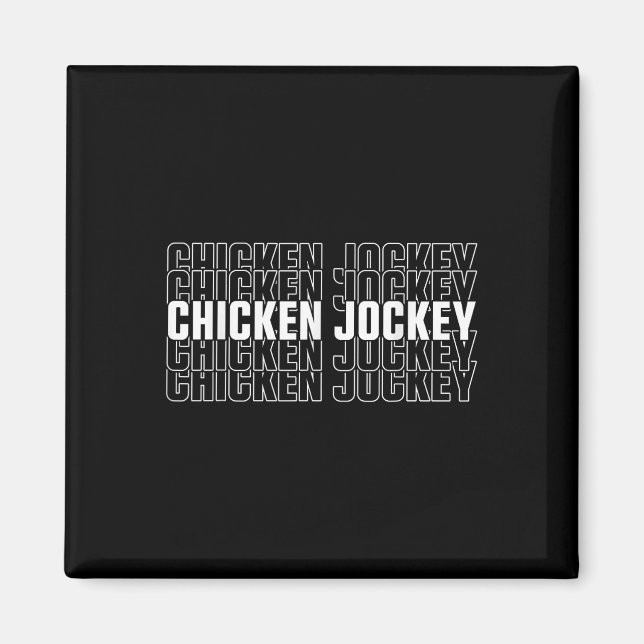 Funny Chicken Jockey Stacks Repeat Font Roligt Gag Magnet (Framsidan)
