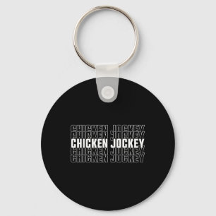 Funny Chicken Jockey Stacks Repeat Font Roligt Gag Nyckelring