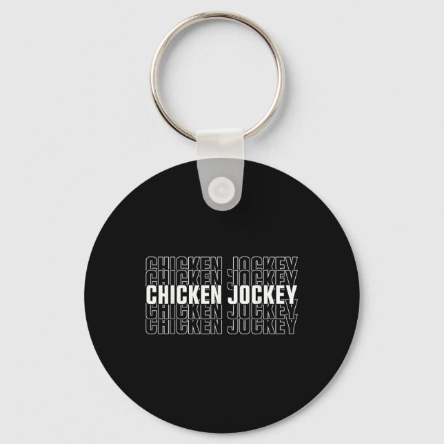 Funny Chicken Jockey Stacks Repeat Font Roligt Gag Nyckelring (Framsida)