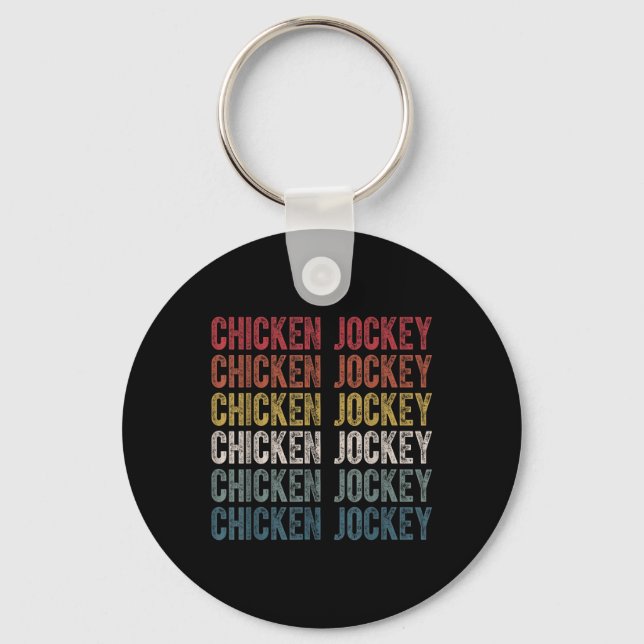 Funny Chicken Jockey Stacks Repeat Font Roligt Gag Nyckelring (Framsida)