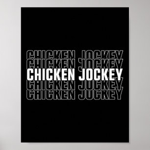 Funny Chicken Jockey Stacks Repeat Font Roligt Gag Poster