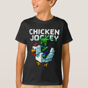 Funny Chicken Jockey Zombie Pixel Art Gamer Shirt T