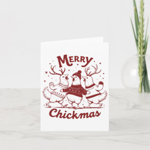 Funny Chicken Jul Farm Animal Cute Julafton Merr Kort
