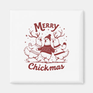 Funny Chicken Jul Farm Animal Cute Julafton Merr Magnet