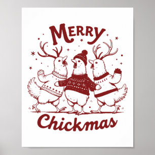 Funny Chicken Jul Farm Animal Cute Julafton Merr Poster