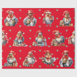 Funny Chicken Jul Helgdag Shoppers Red Presentpapper