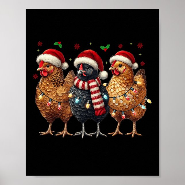 Funny Chicken jul Ljus Animal Farmer Julafton Poster (Framsidan)