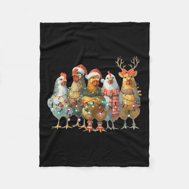 Funny Chicken jul Ljus Farm Animal Cute Xm Fleecefilt (Framsidan)
