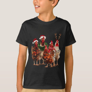 Funny Chicken jul Ljus Farm Animal Cute Xm T Shirt