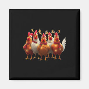 Funny Chicken jul Ljus Farm Cute Animal Xm Magnet