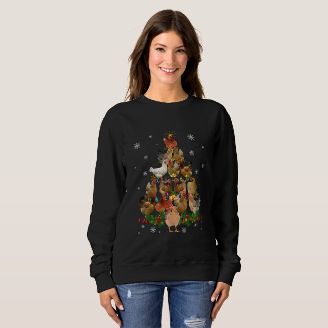 Funny Chicken Julgran Pet Chicken Älskare T Shirt (Hel framsida)