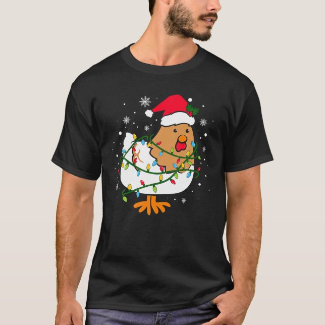 Funny Chicken Julgran T Shirt (Framsida)