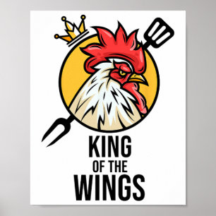 Funny Chicken Kung Vingar Fläkt Bbq Drumstick Gift Poster