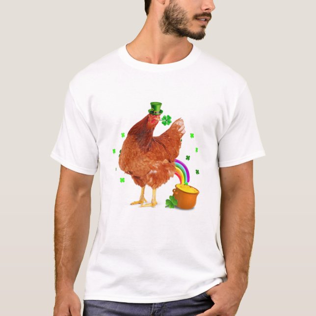 Funny Chicken Leprechaun Hat St T Shirt (Framsida)