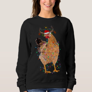 Funny Chicken Ljus Santa Hat Sweater Julafton Träd T Shirt